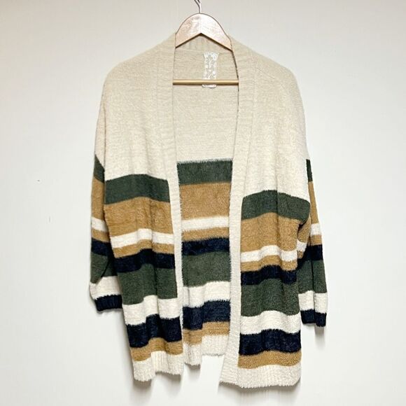 Sadie And Sage soft Fuzzy Open Front oversized Cardigan Neutral Tones Sz S - Picture 1 of 5